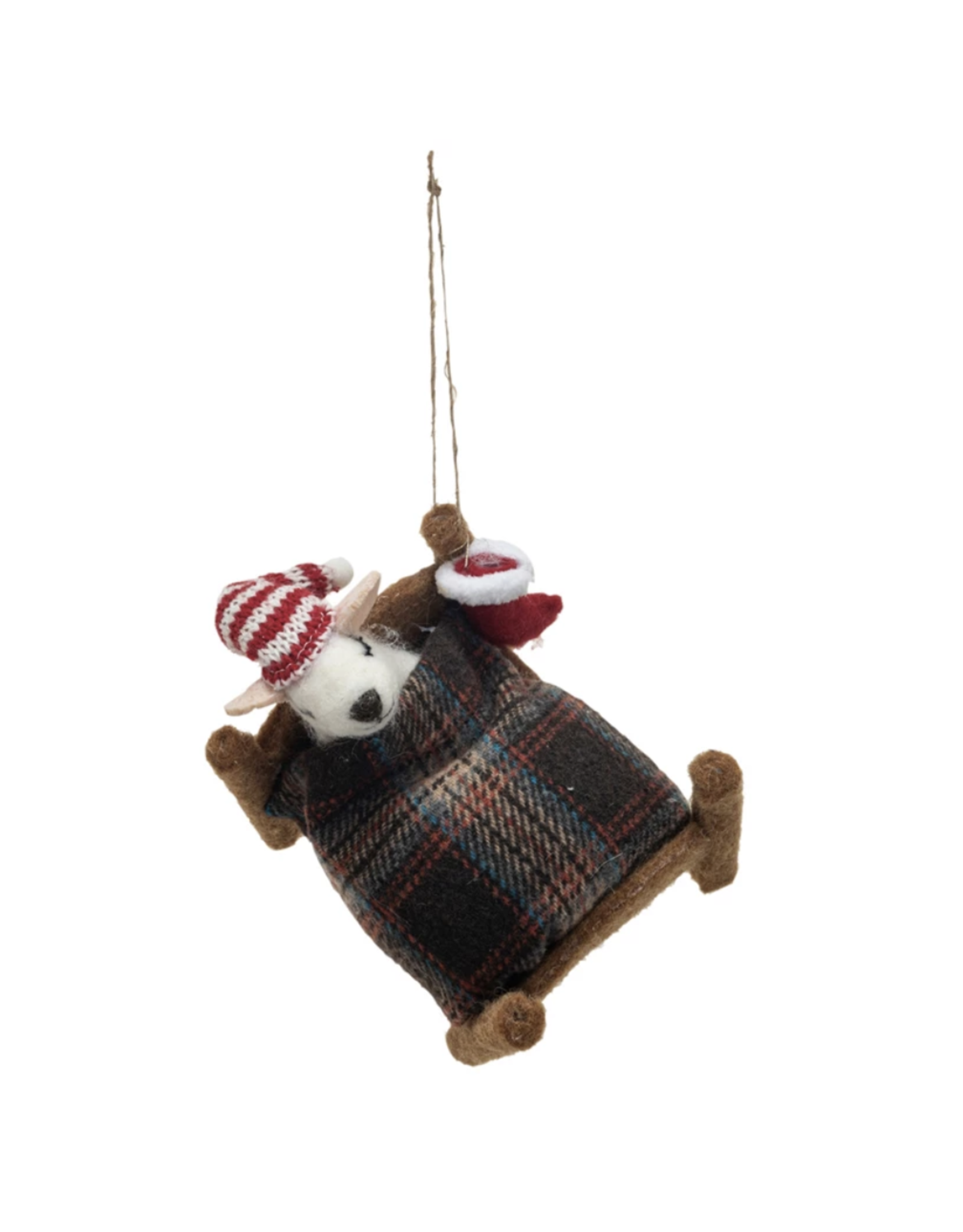 Felt Mouse in Bed Ornament