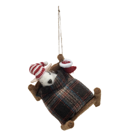 Felt Mouse in Bed Ornament