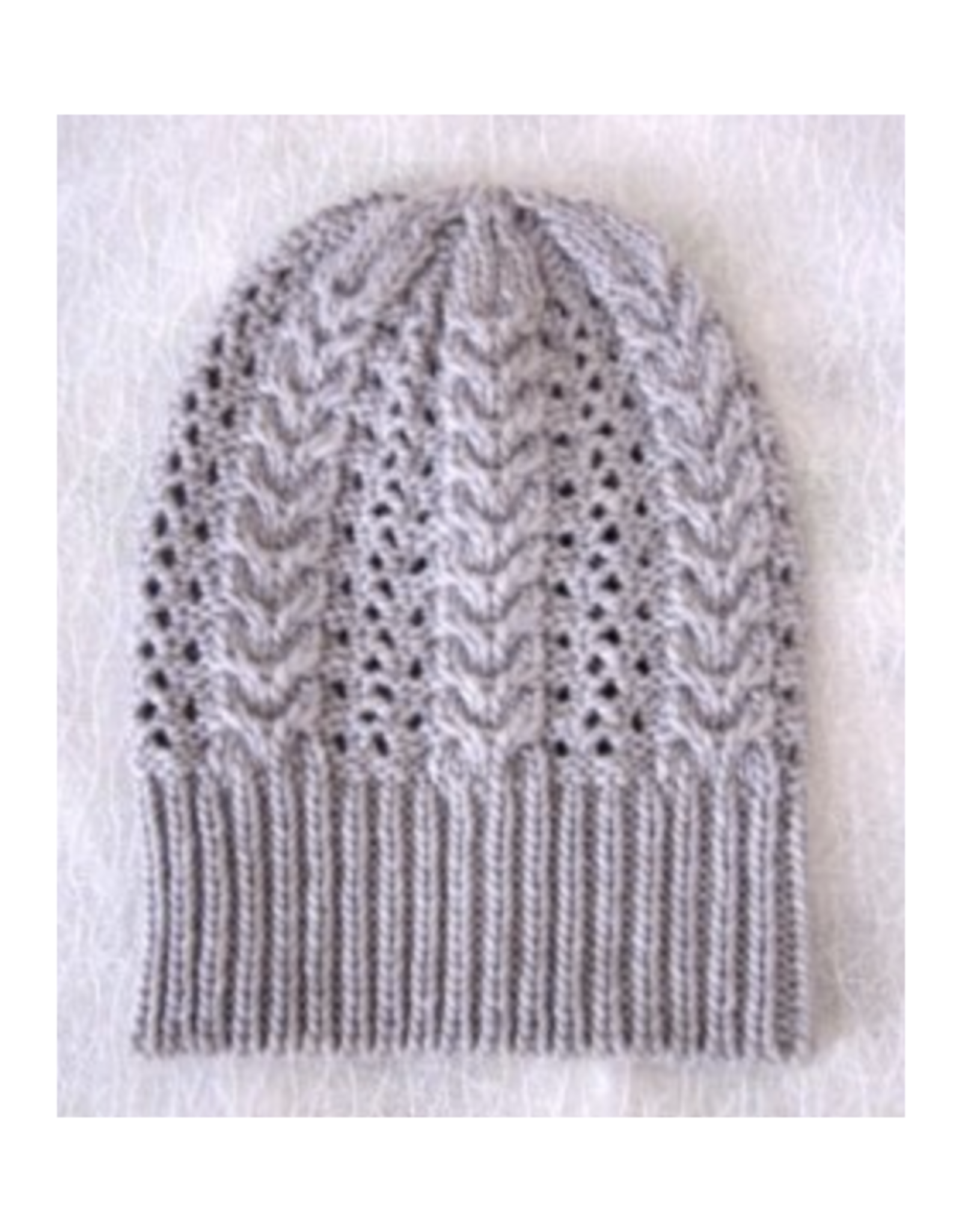 Cable-Pointelle Knit Beanie - Light Grey *