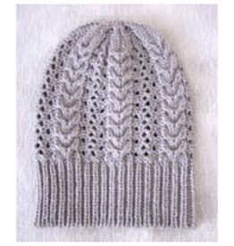 Cable-Pointelle Knit Beanie - Light Grey *