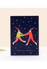 Festive Frolicking Elves Greeting Card Festive Frolicking Elves Greeting Card