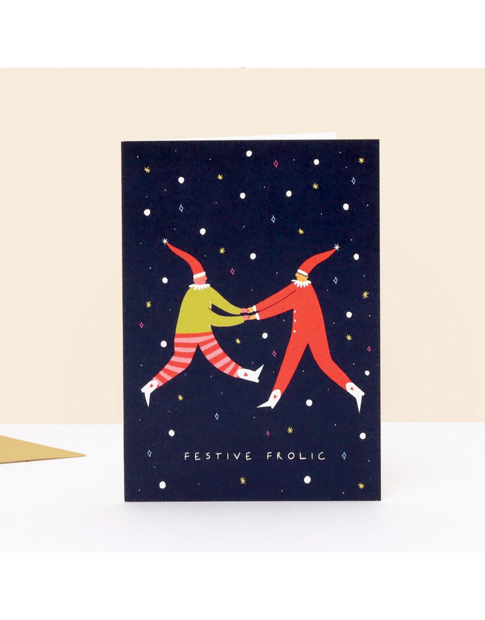 Festive Frolicking Elves Greeting Card