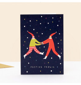 Festive Frolicking Elves Greeting Card