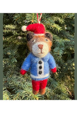 Brown Bear with Red Hat Felt Ornament