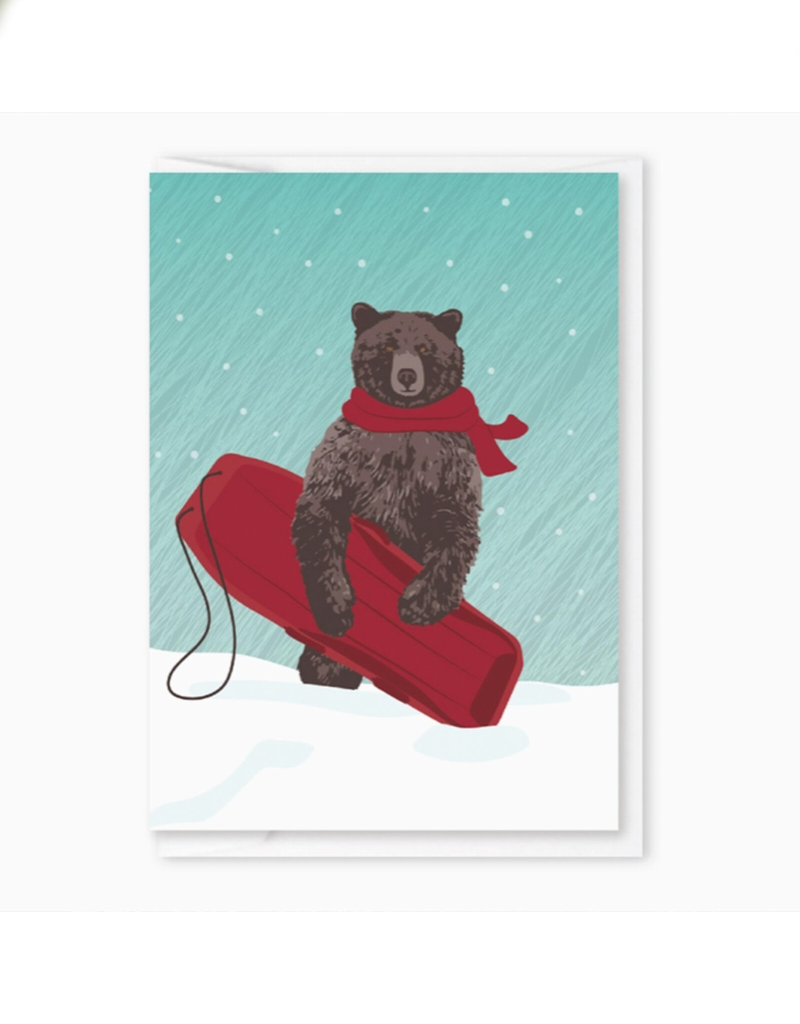 Brown Bear with Sled Mini Card