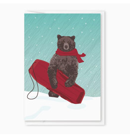 Brown Bear with Sled Mini Card
