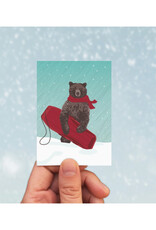 Brown Bear with Sled Mini Card