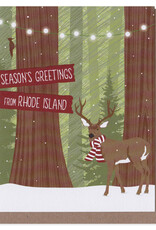 Season's Greetings Deer Scarf RI Greeting Card Boxed Set of 8
