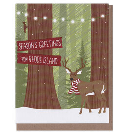Season's Greetings Deer Scarf RI Greeting Card Boxed Set of 8