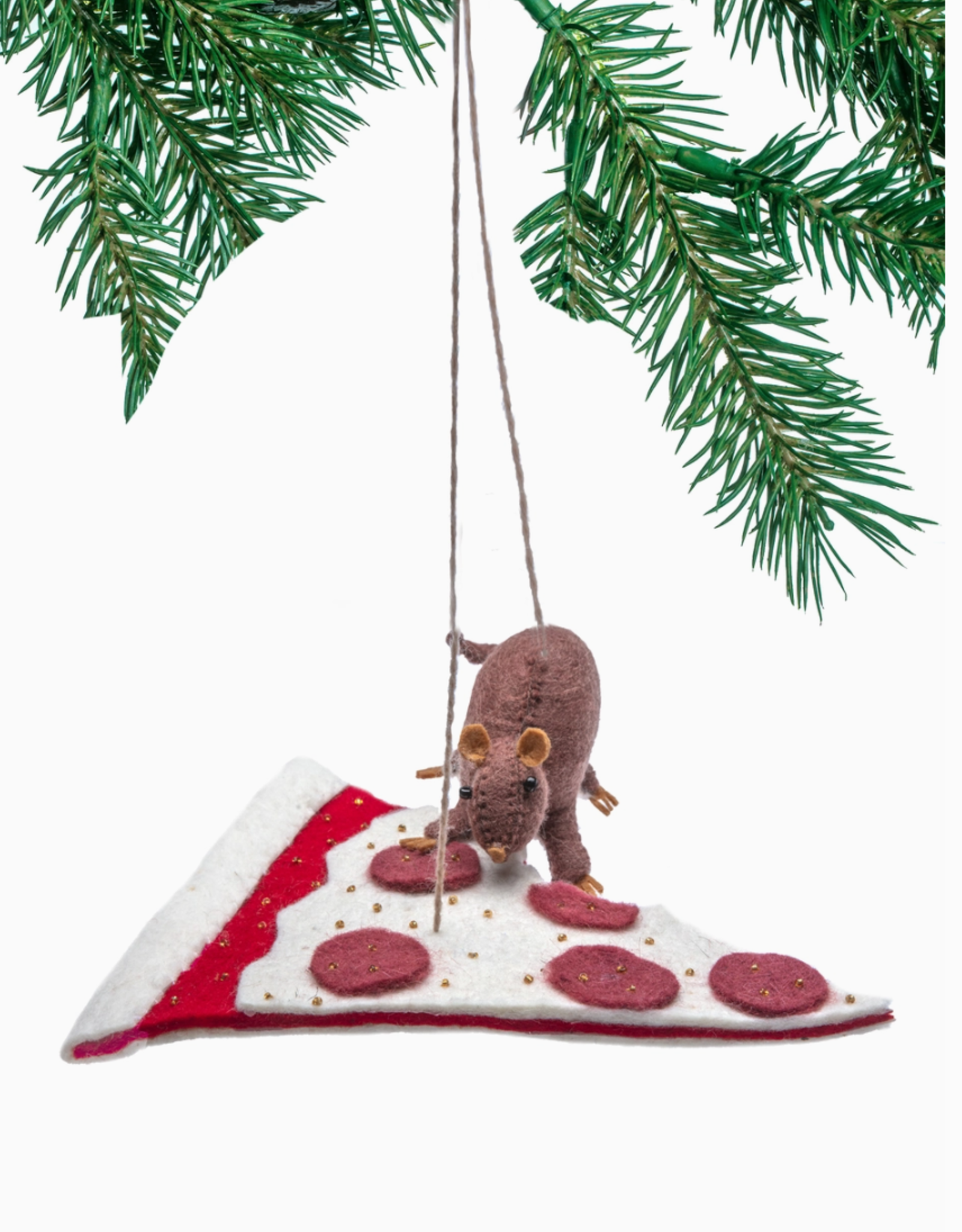Baby Rat and Pizza Felt Ornament