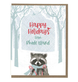 Happy Holidays From Rhode Island Raccoon Greeting Card Boxed Set of 8