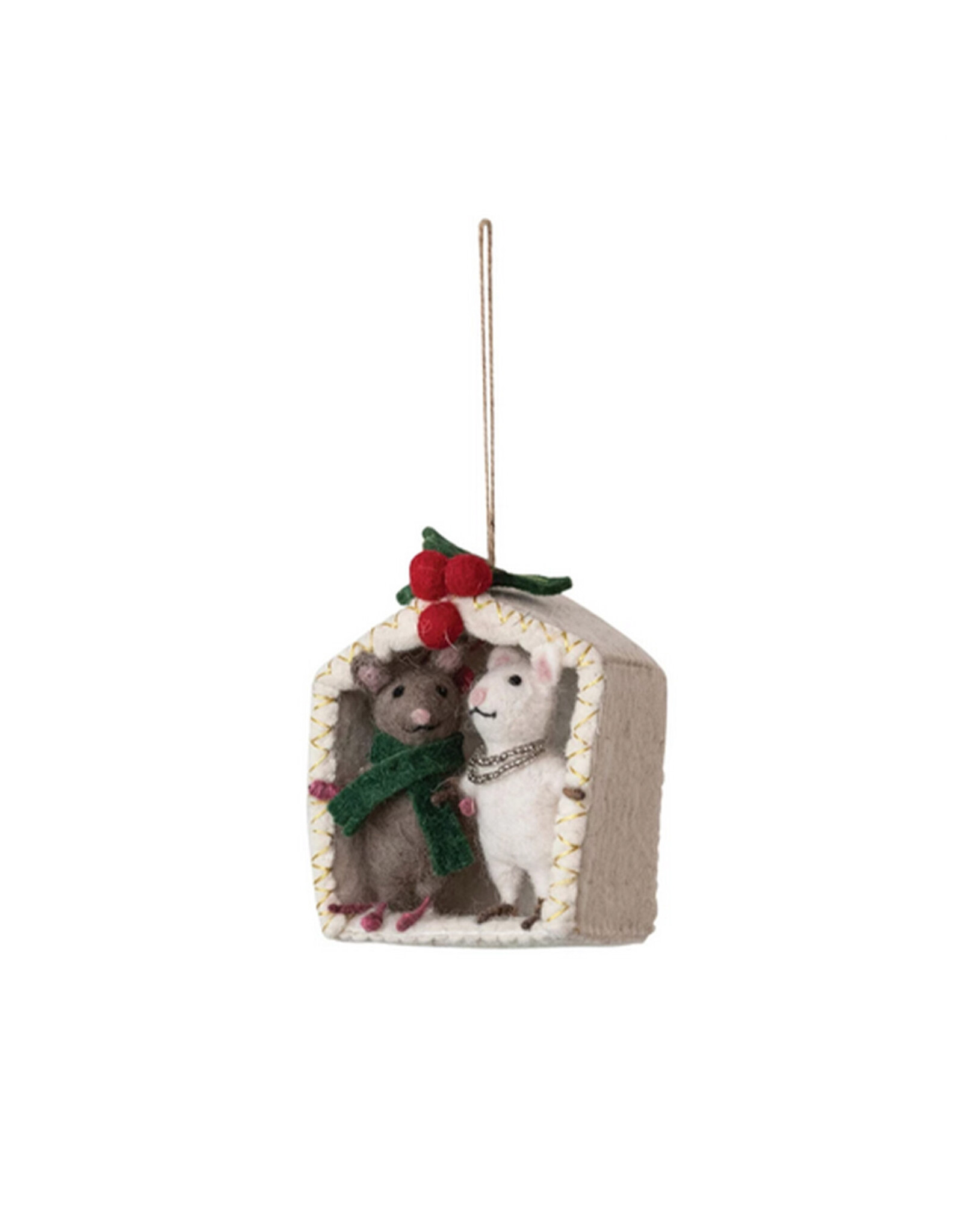 Felt Mice Under the Mistletoe Ornament