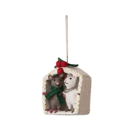 Felt Mice Under the Mistletoe Ornament