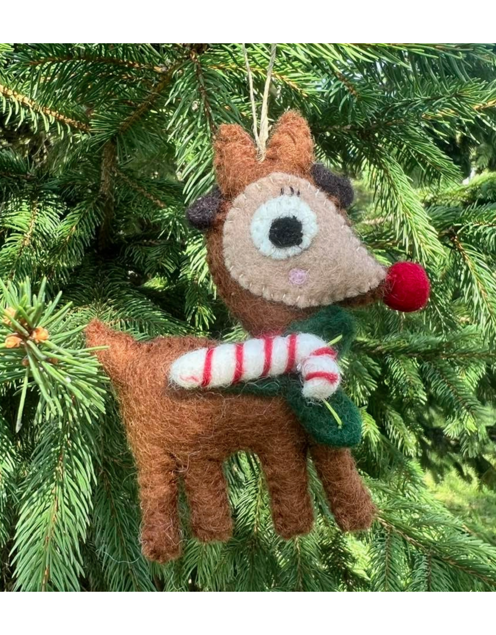 Rudolph the Reindeer with Candy Cane Ornament