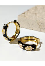 Black Daisy Huggie Earrings Black Daisy Huggie Earrings