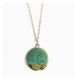 Small Circle Necklace -  Green/Gold