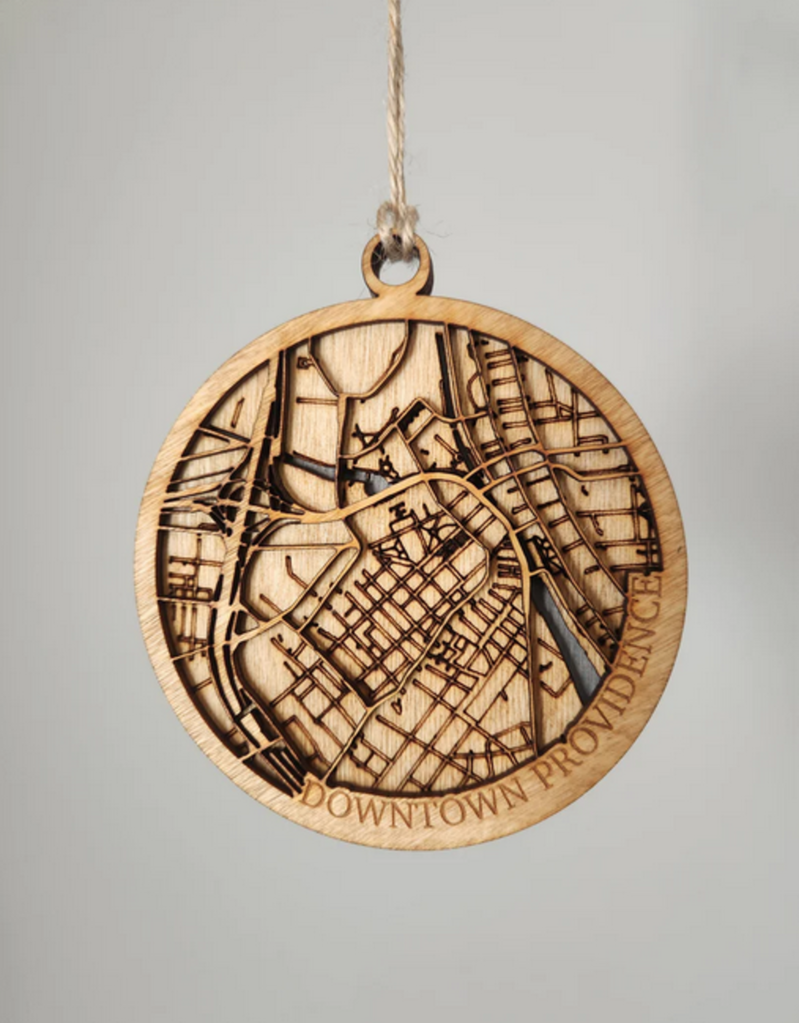 Downtown Providence Wooden Carved Ornament