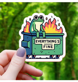 Everything's Fine Frog Dumpster Fire Sticker