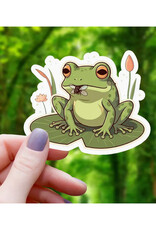 Frog Eating Fly On Lilypad Sticker