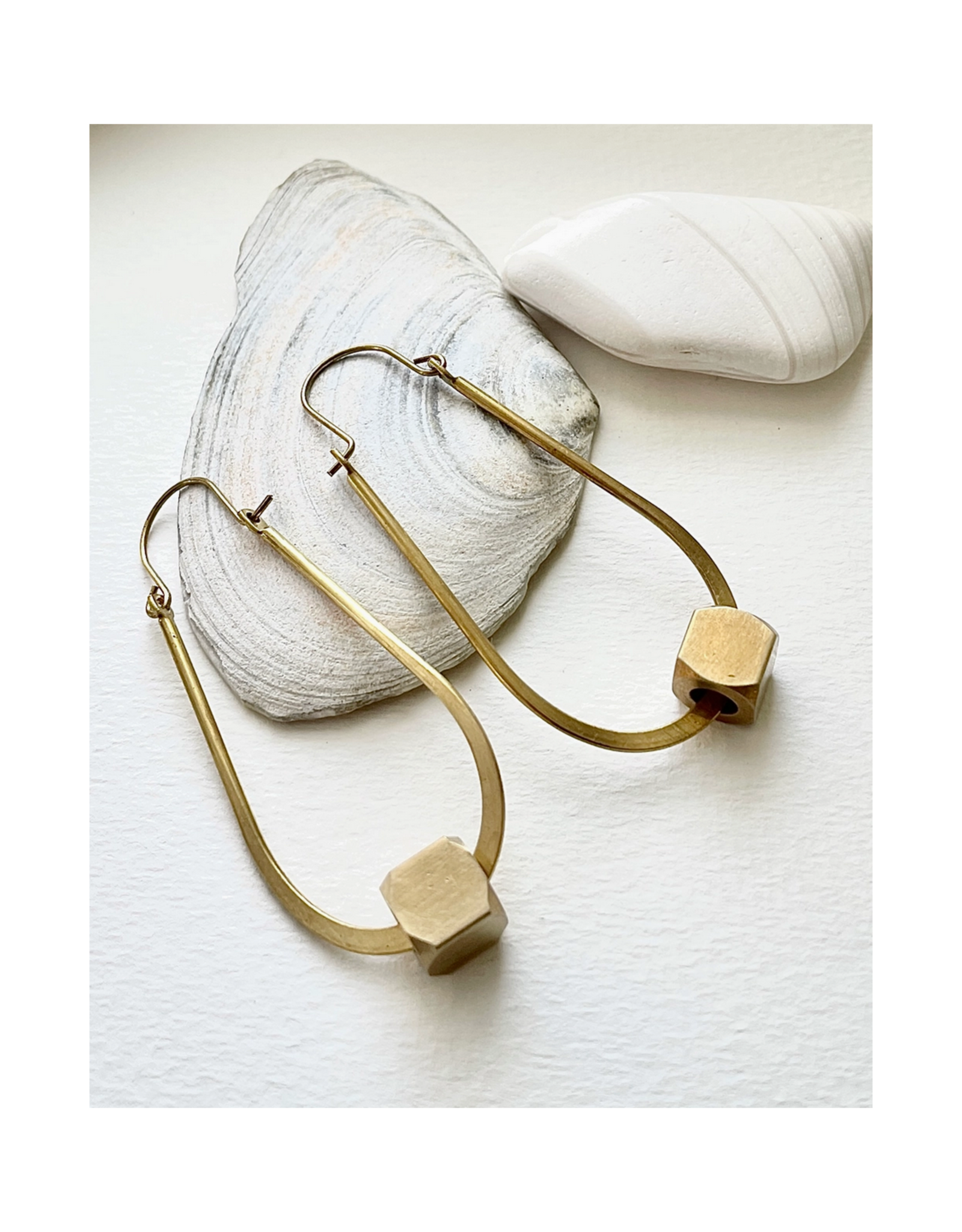 Rectangle Hoops and Cube Earrings