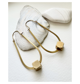 Rectangle Hoops and Cube Earrings