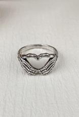 Silver Skeleton Heart Hands Ring Silver Skeleton Heart Hands Ring