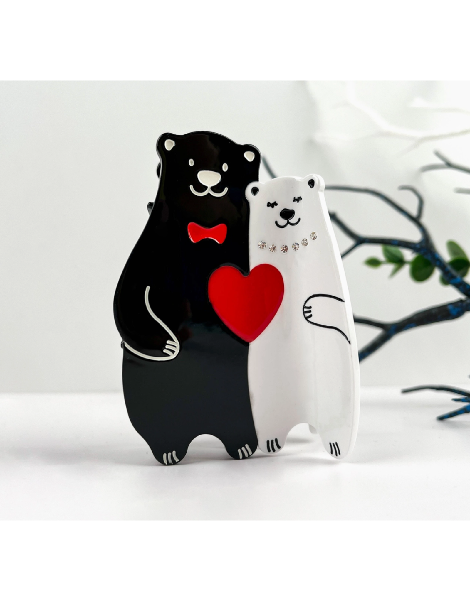 Embrace of Love Black & White Bear Claw Clip