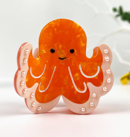 Exquisite Pearl Orange Octopus Claw Clip