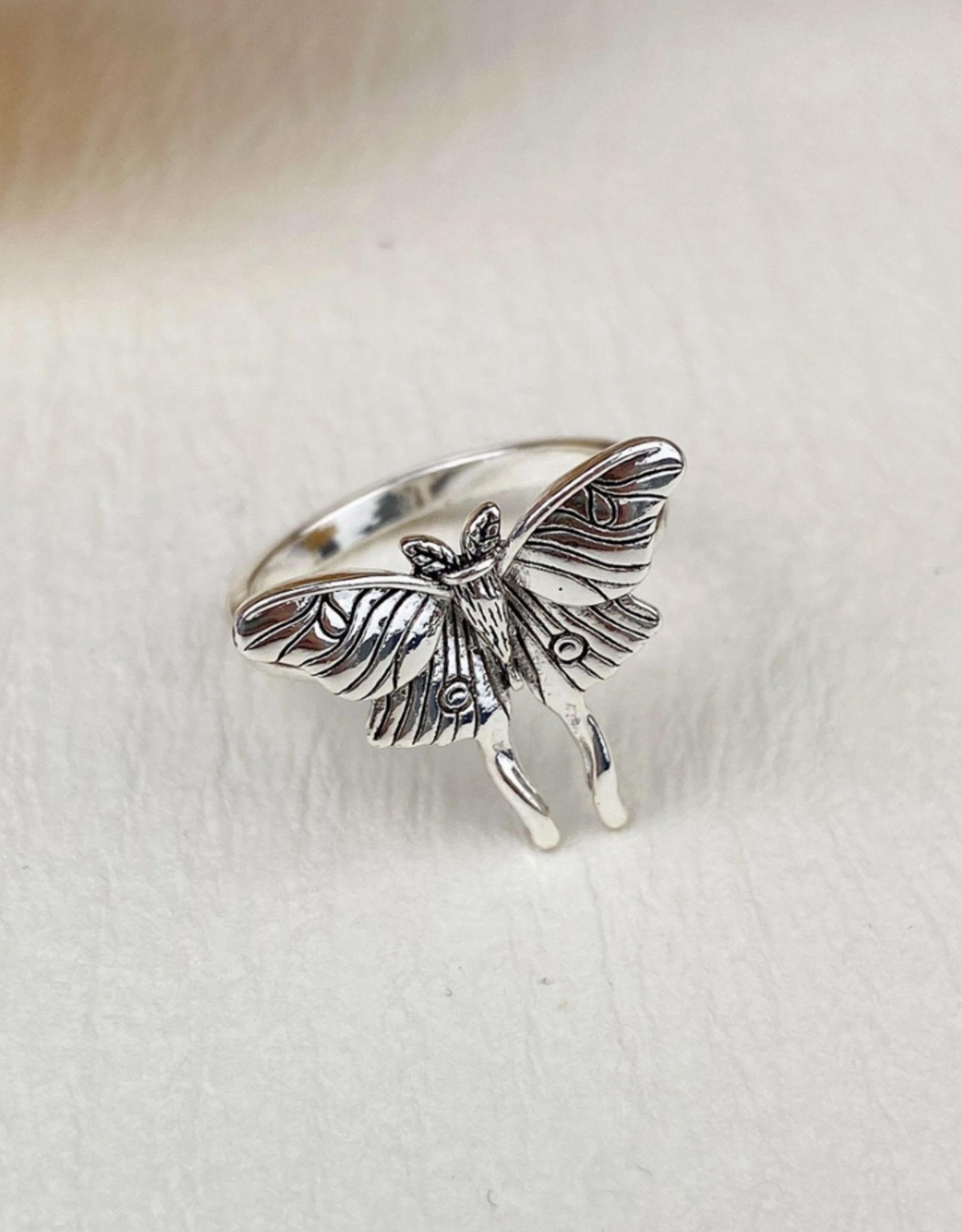 Silver Luna Moth Ring