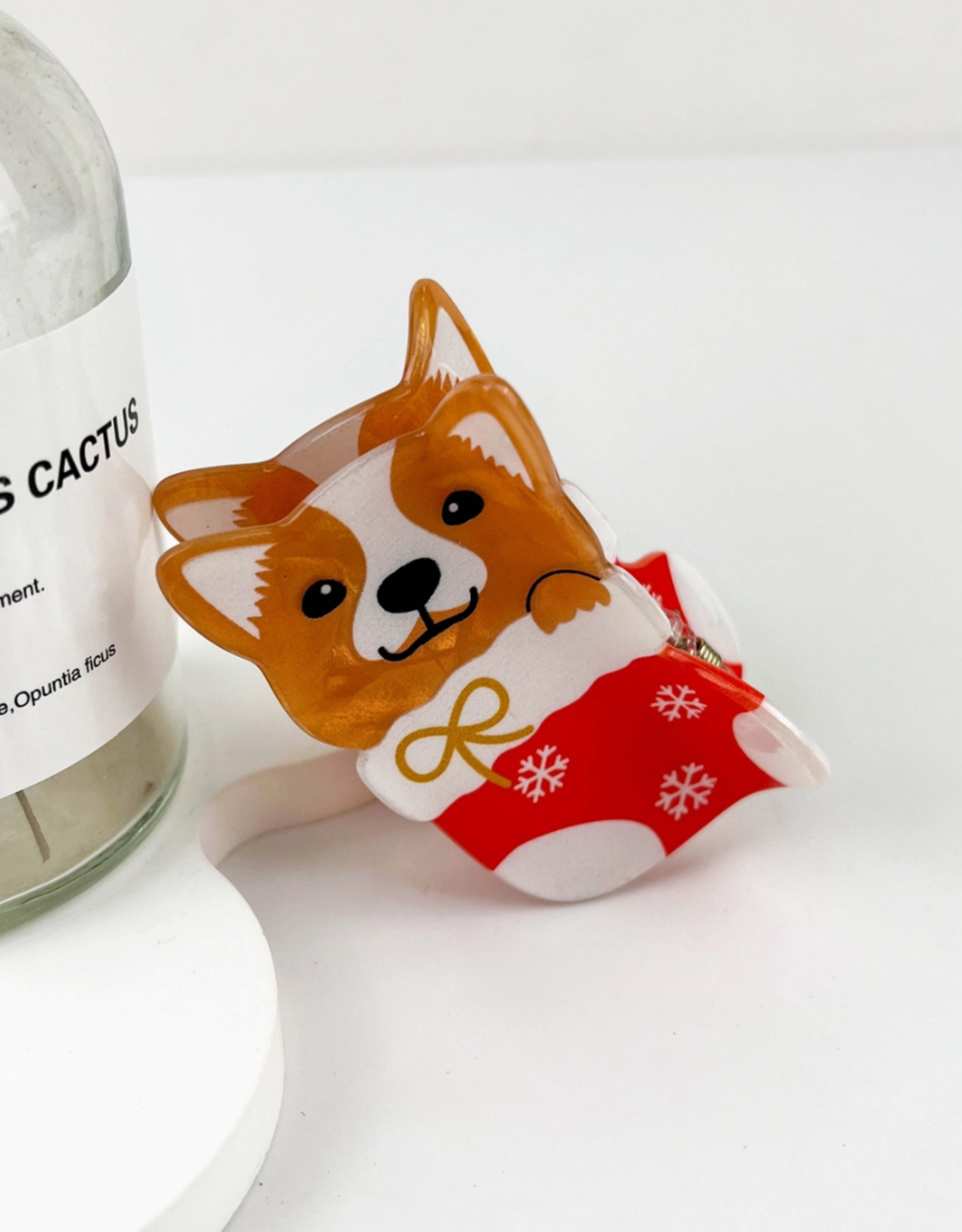 Christmas Corgi Claw Clip