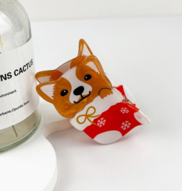 Christmas Corgi Claw Clip