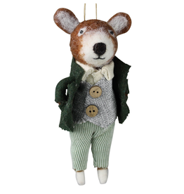 Felt Bear In Coat Ornament