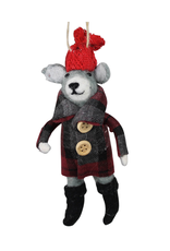 Felt Dog with Plaid Jacket Ornament