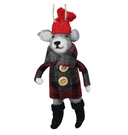 Felt Dog with Plaid Jacket Ornament