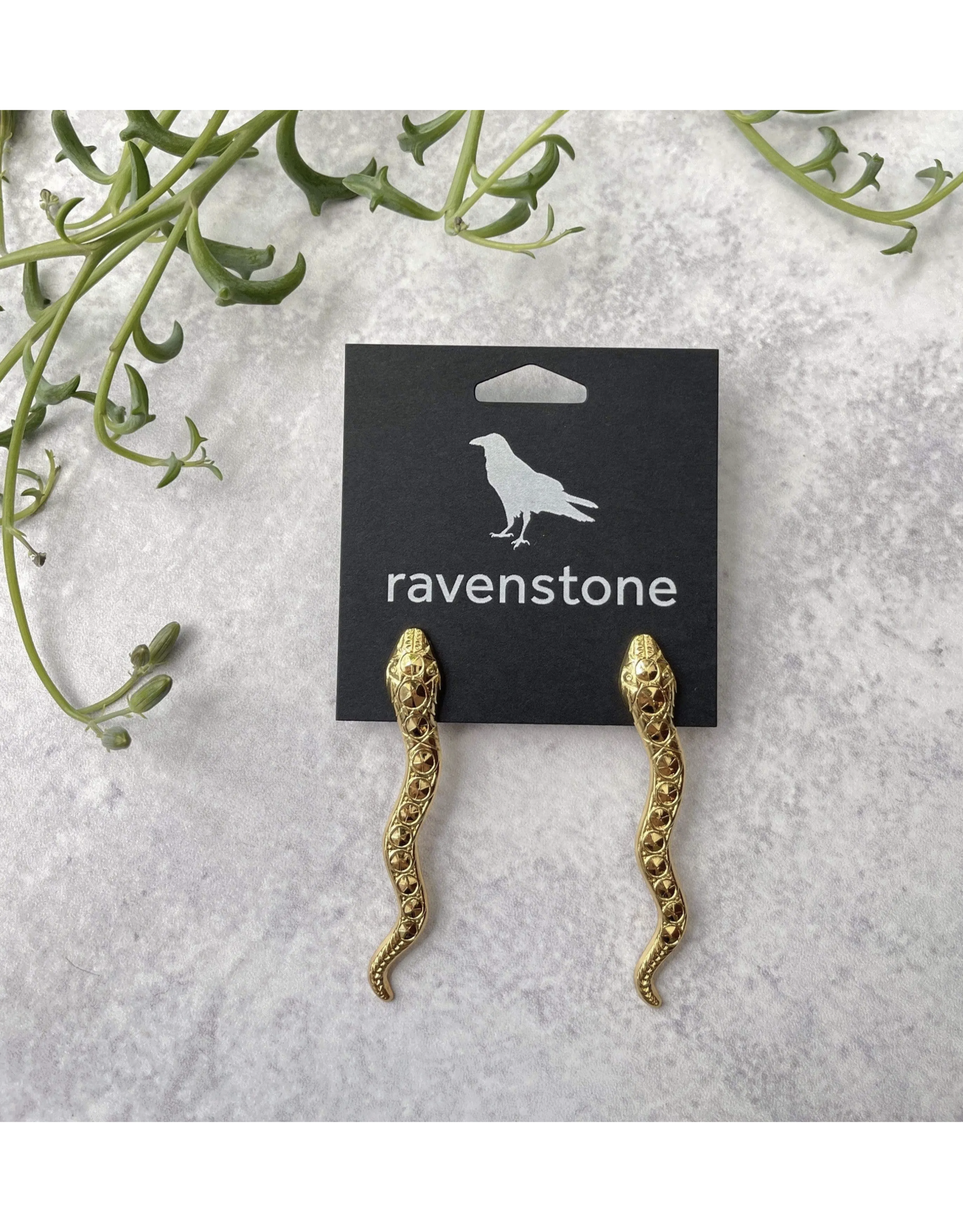 Golden Snake Stud Earrings (ravenstone)