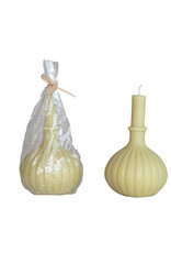 Unscented Taper in Pleated Vase Shaped Candle - Sand - Seconds Sale Unscented Taper in Pleated Vase Shaped Candle - Sand - Seconds Sale