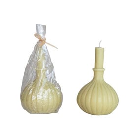 Unscented Taper in Pleated Vase Shaped Candle - Sand - Seconds Sale