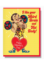 Weird Brain and Hot Body Valentine Greeting Card