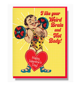 Weird Brain and Hot Body Valentine Greeting Card