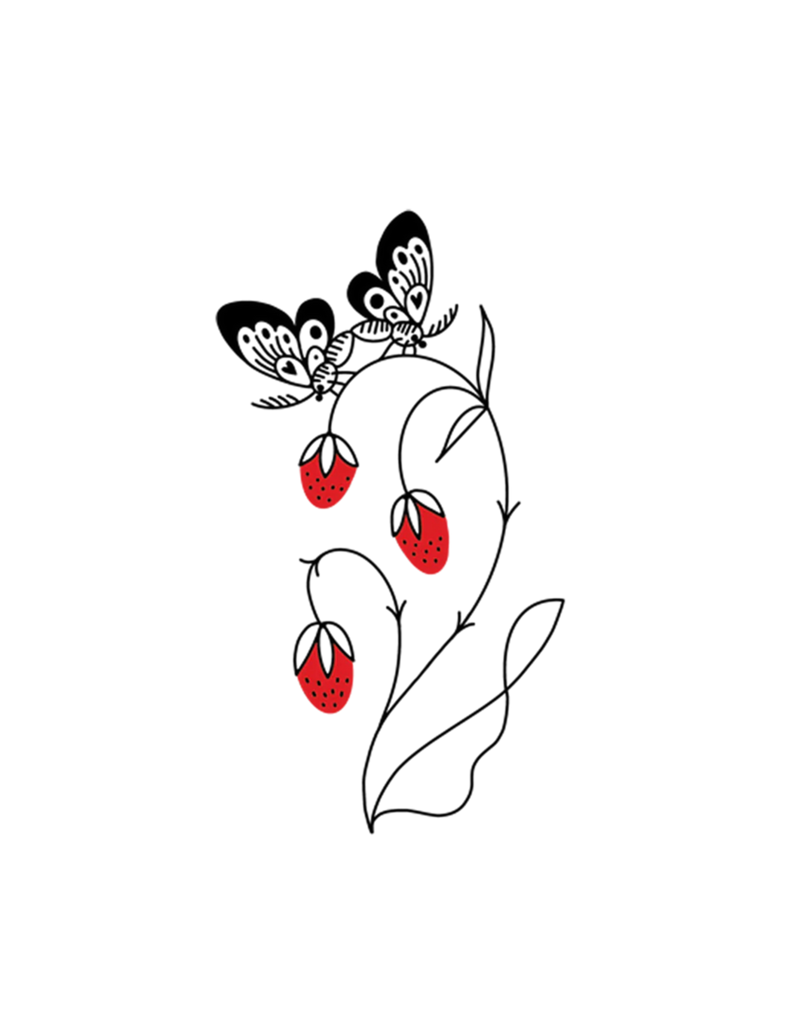 Strawberry Branch Tattoo Pair