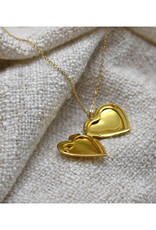 Love Heart Steel Locket Necklace - Gold