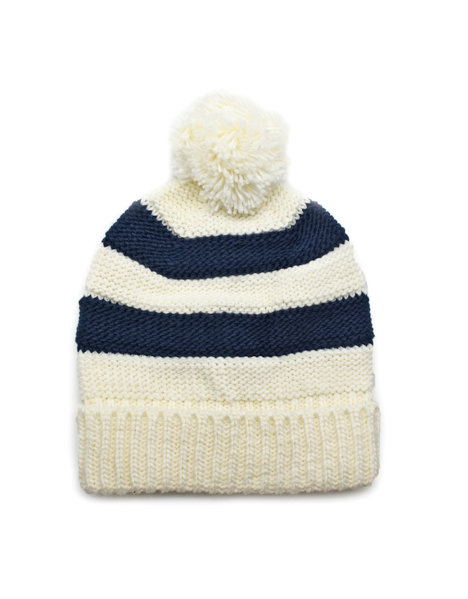 Striped Pom Hat - Navy/White *