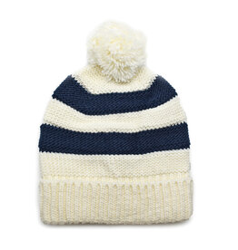 Striped Pom Hat - Navy/White *