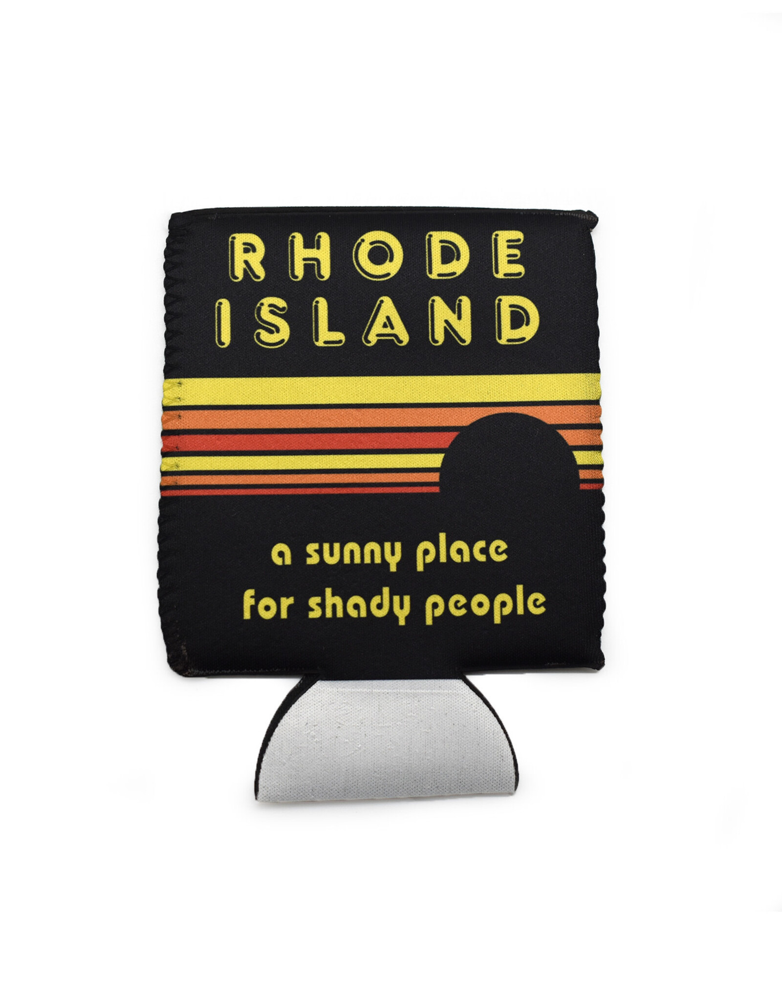Rhode Island: A Sunny Place for Shady People Coozie (Black)