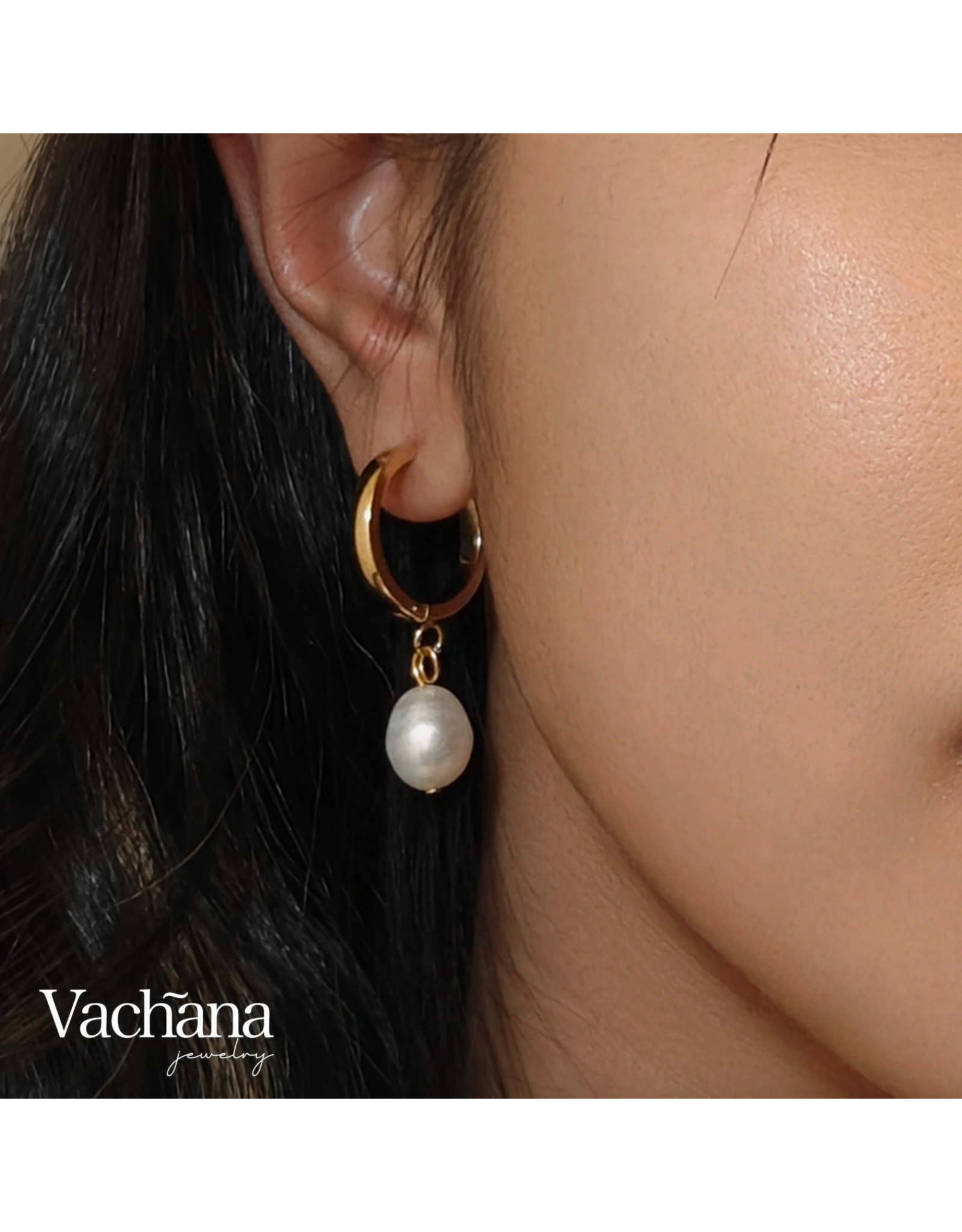 Freshwater Pearl Huggie Earrings (vachana)