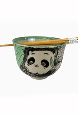Playful Panda Donburi Bowl & Chopsticks Set (Green)