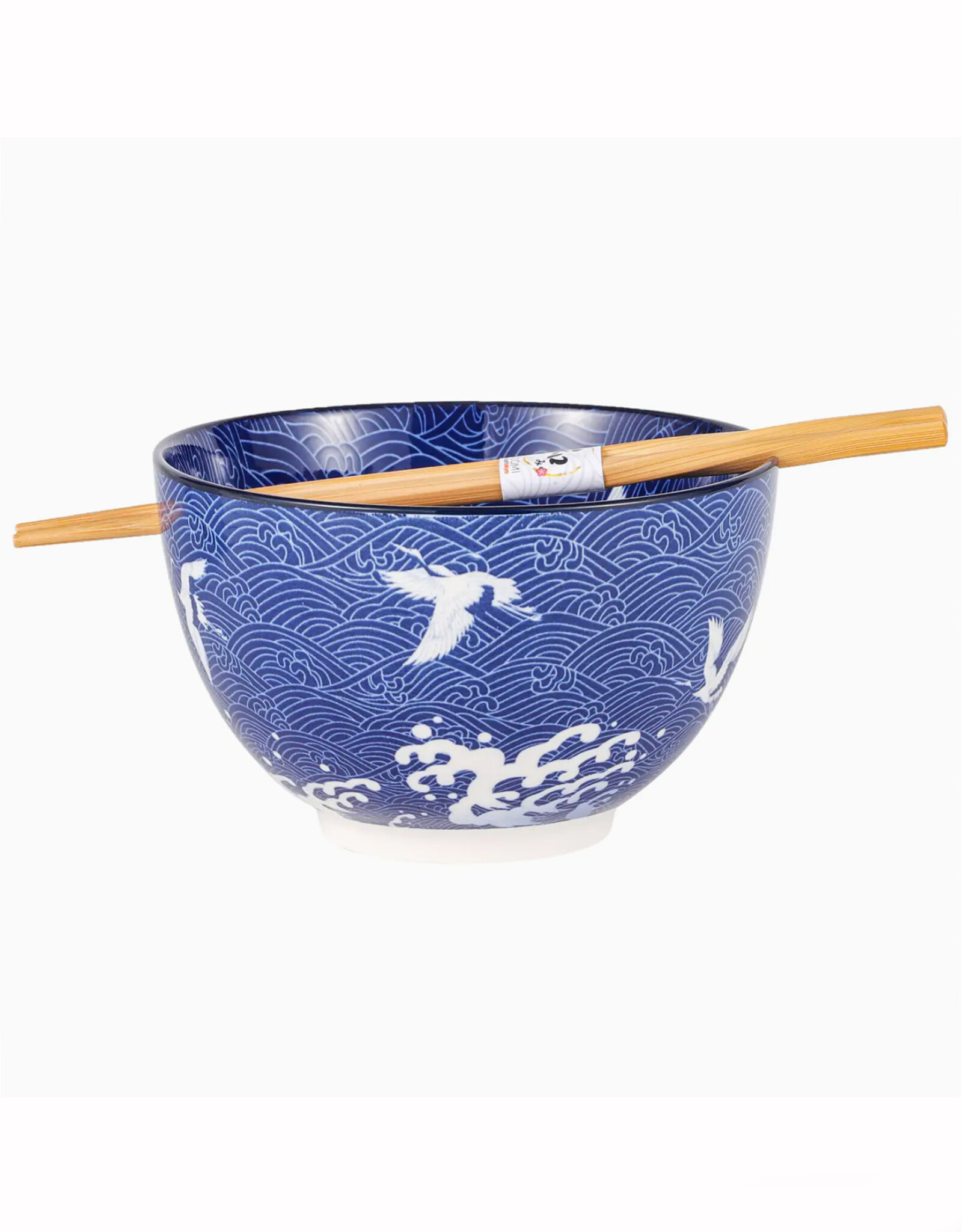 Blue Crane and Waves Bowl & Chopsticks Set