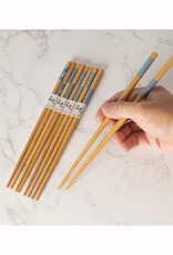 Chopsticks Set of 5 - Blue & White Offset