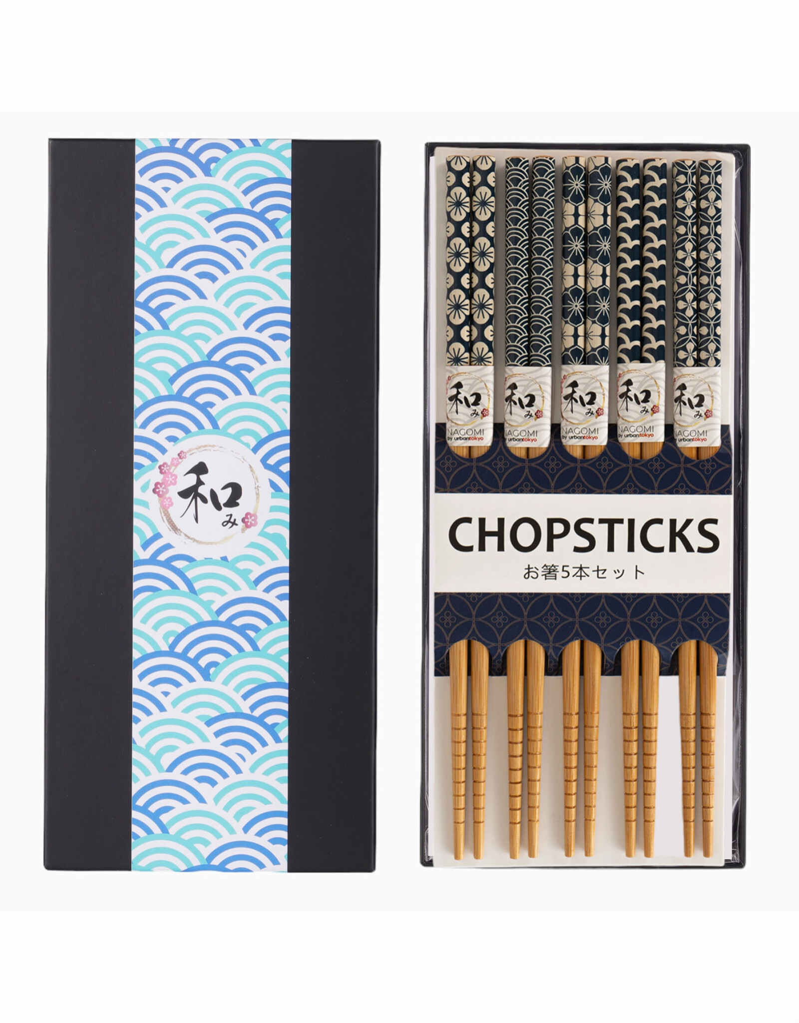 Black & White Patterns Chopsticks Gift Set of 5