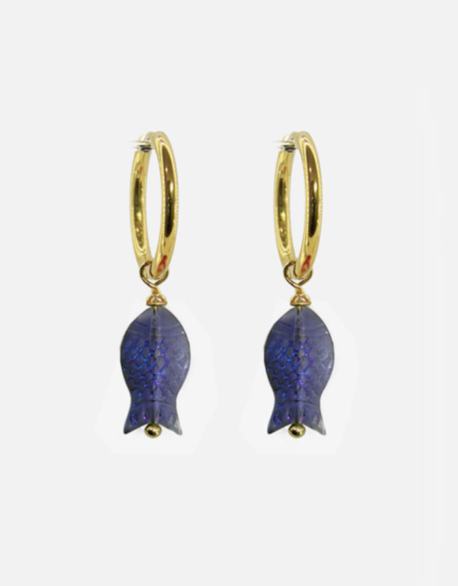 Blue Fish Hoop Earrings
